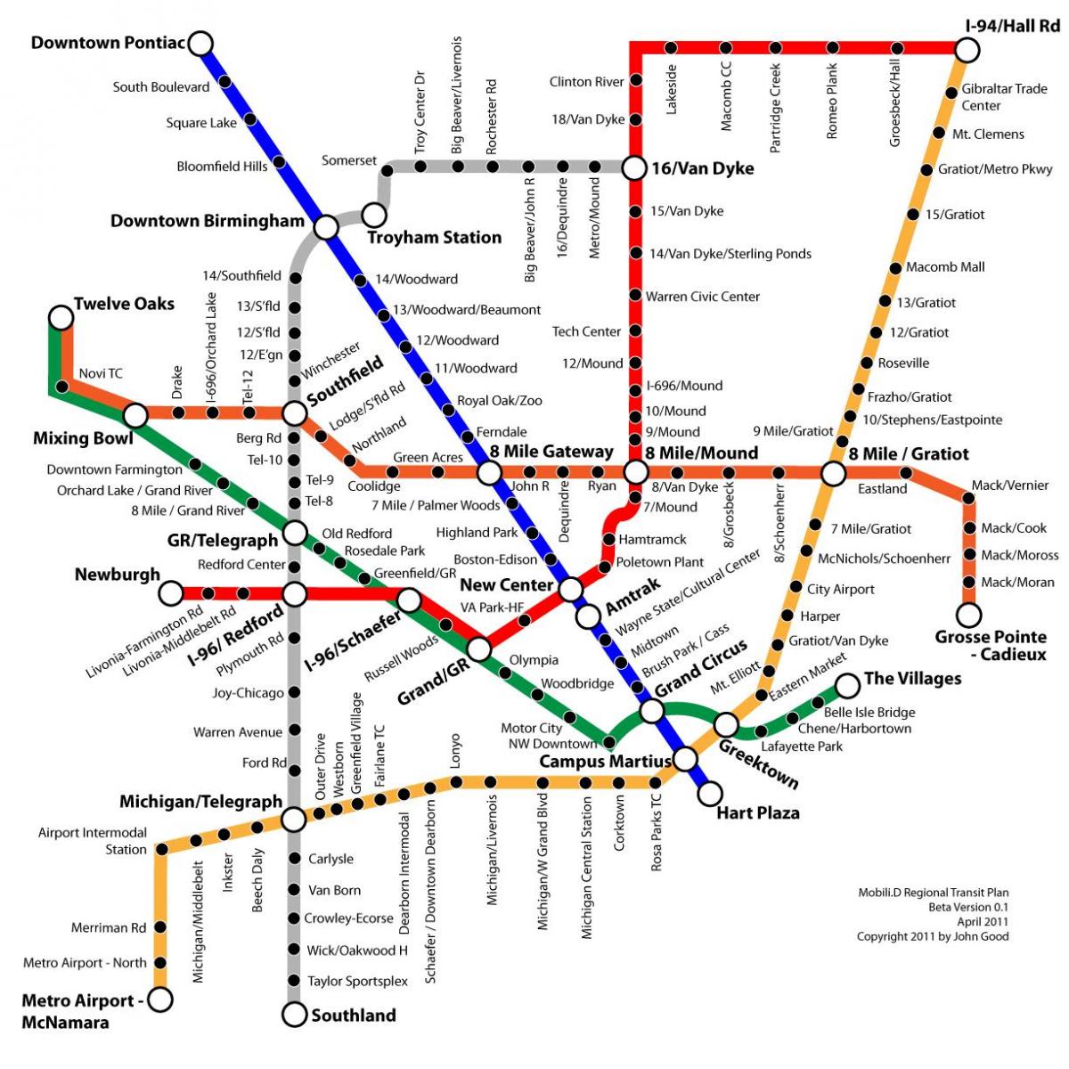 دیترویت حمل و نقل نقشه
