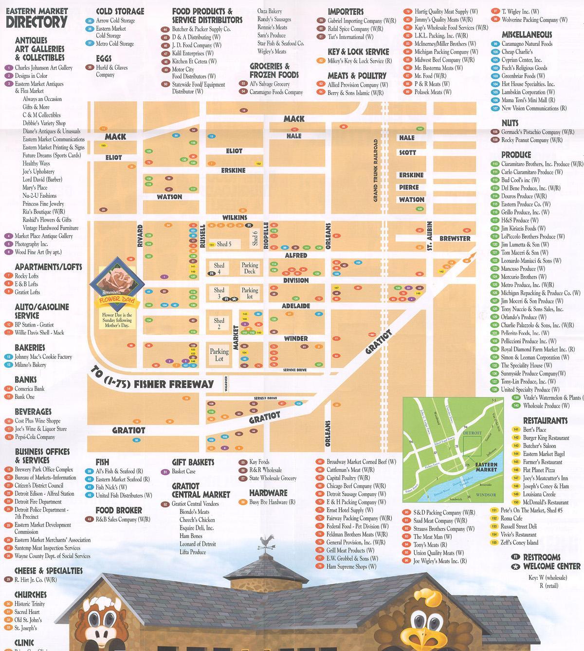 نقشه از شرق بازار دیترویت