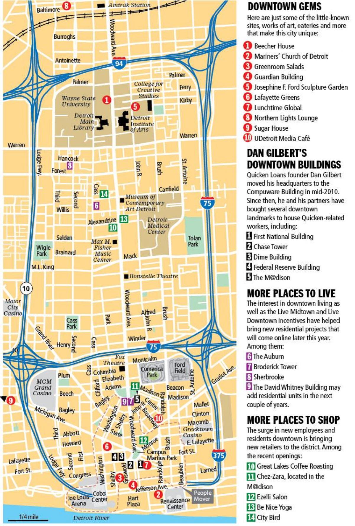 نقشه از مرکز شهر دیترویت