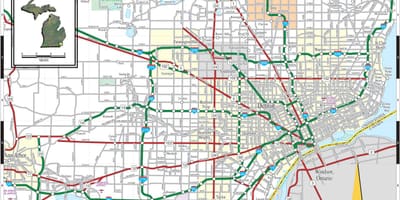 نقشه از Detroit mi